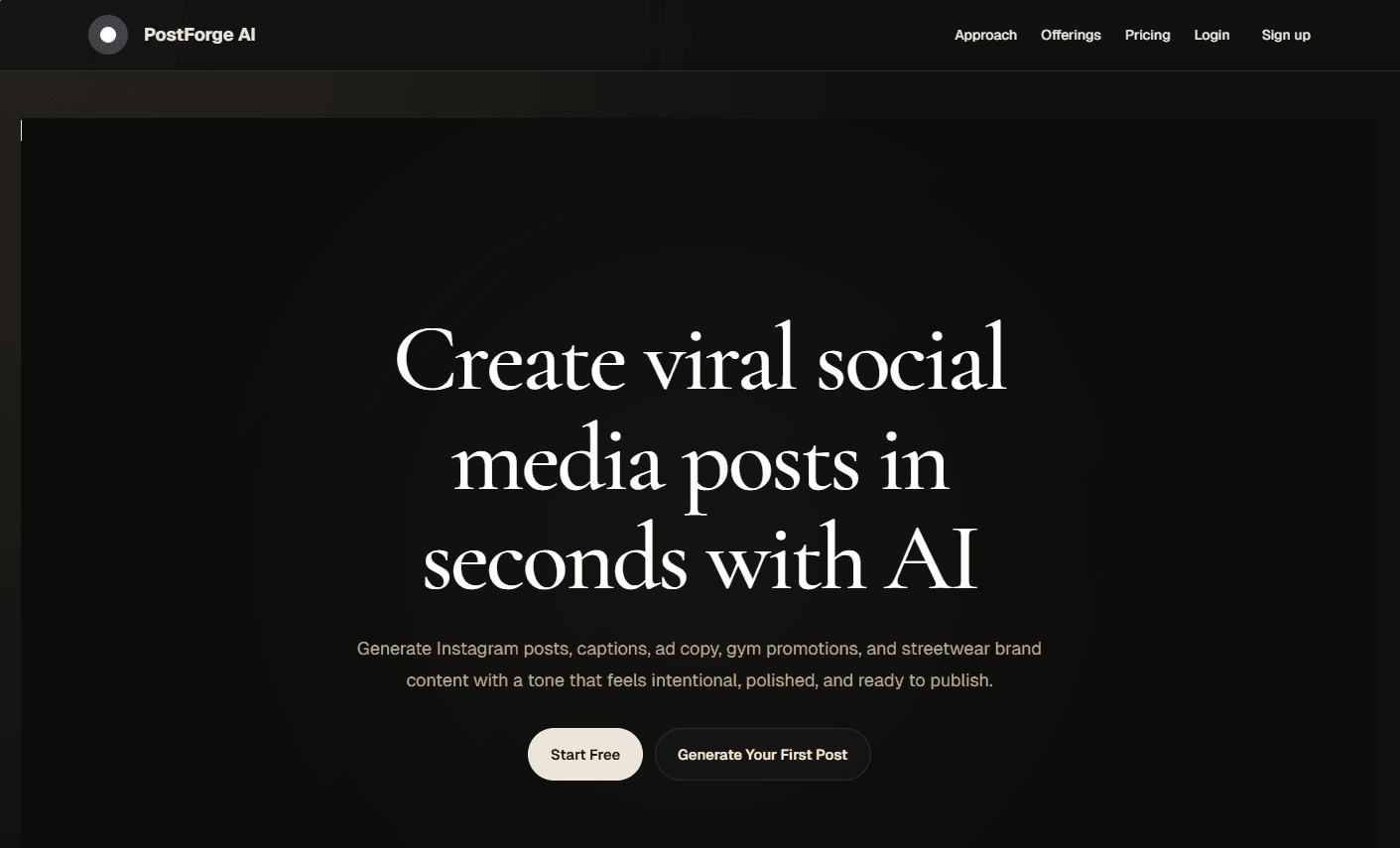 PostForge AI website preview